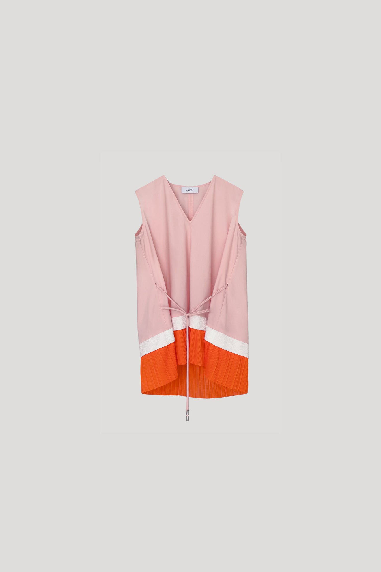 MIKOSHI Top in Coral Pink/Orange Pleats