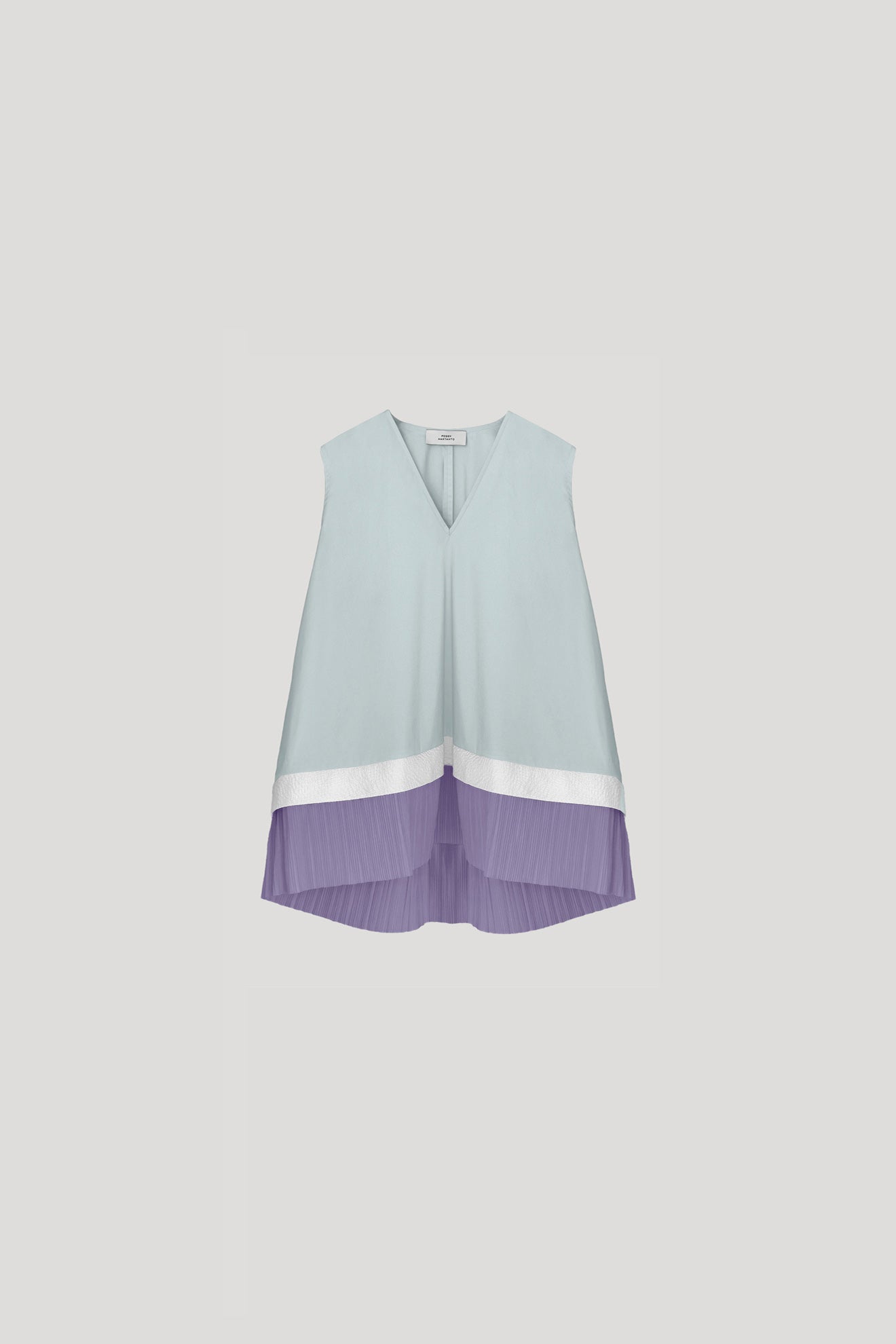 MIKOSHI Top in Sky Blue/Lavender Pleats