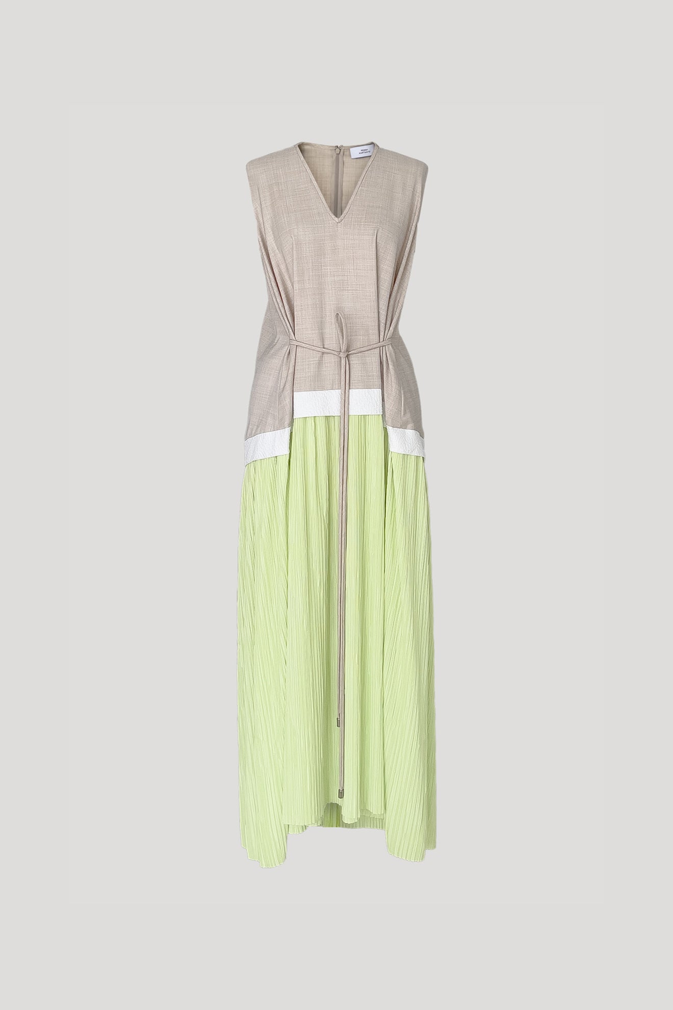 MOCHI Dress in Light Beige/Neon Yellow