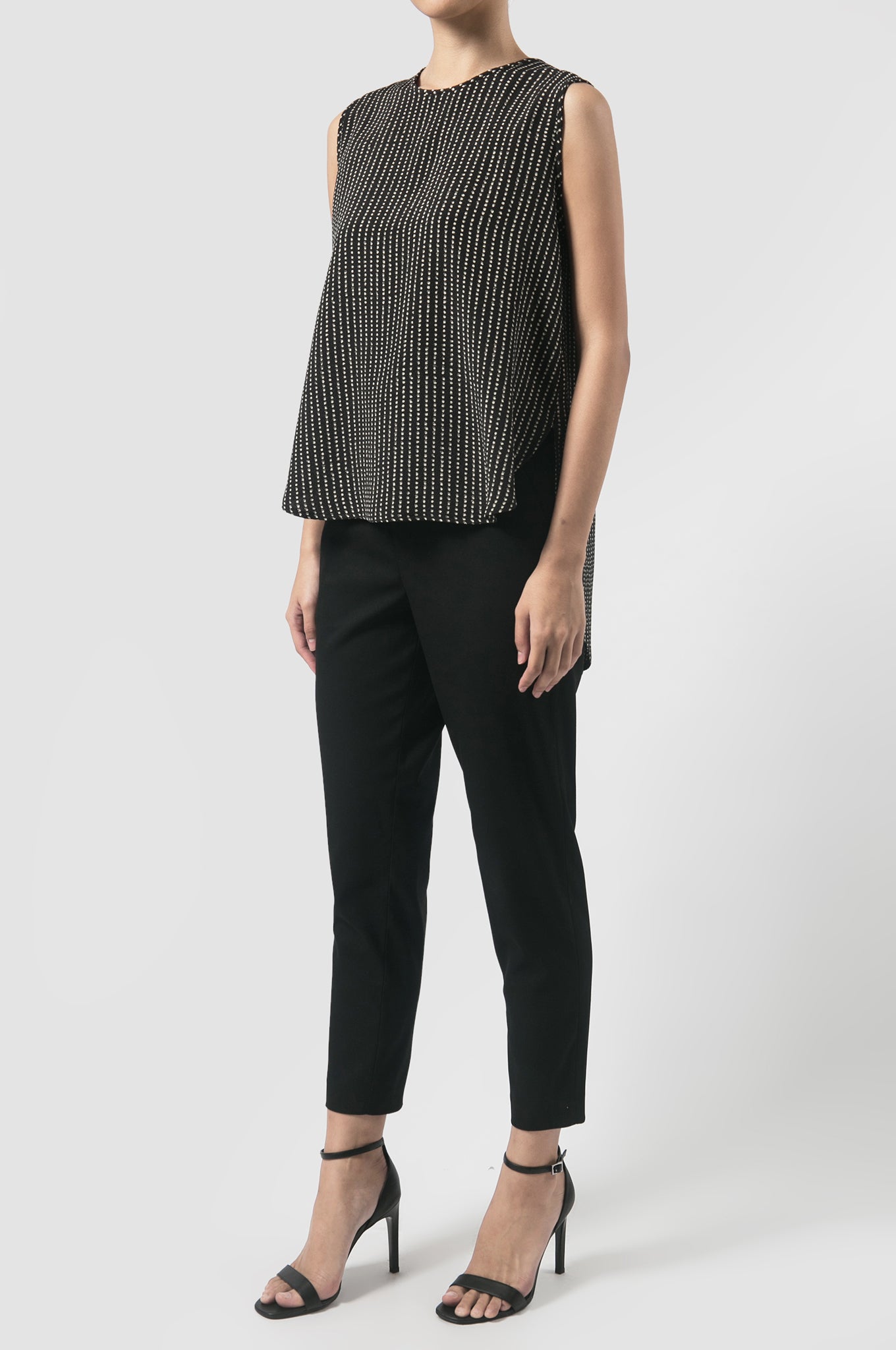 CRESCENT Top in Dotted Black