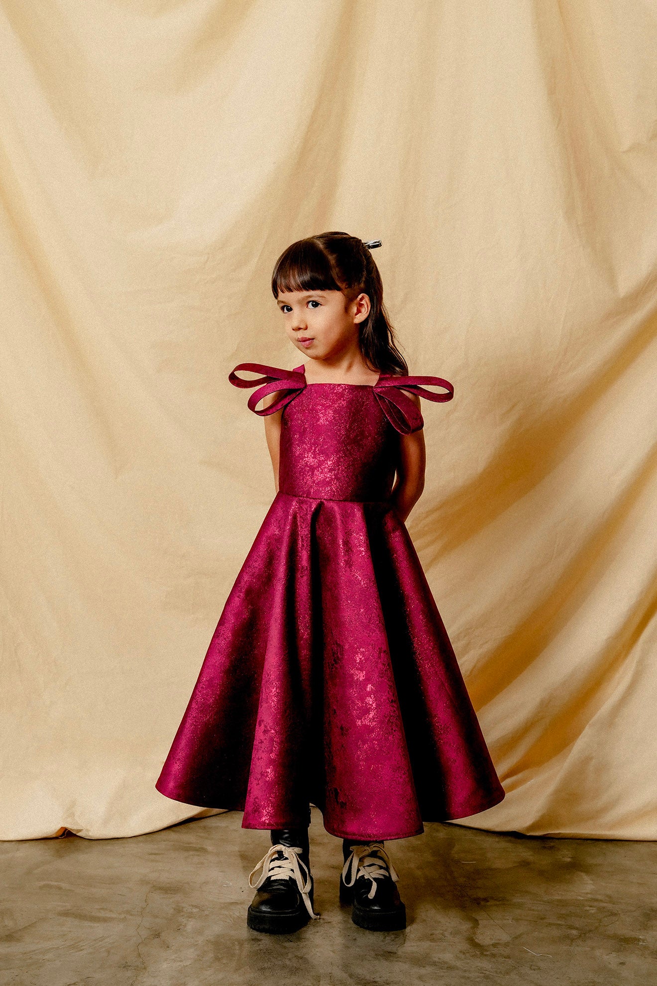 RUMPUS Dress in Jacquard Red Metallic