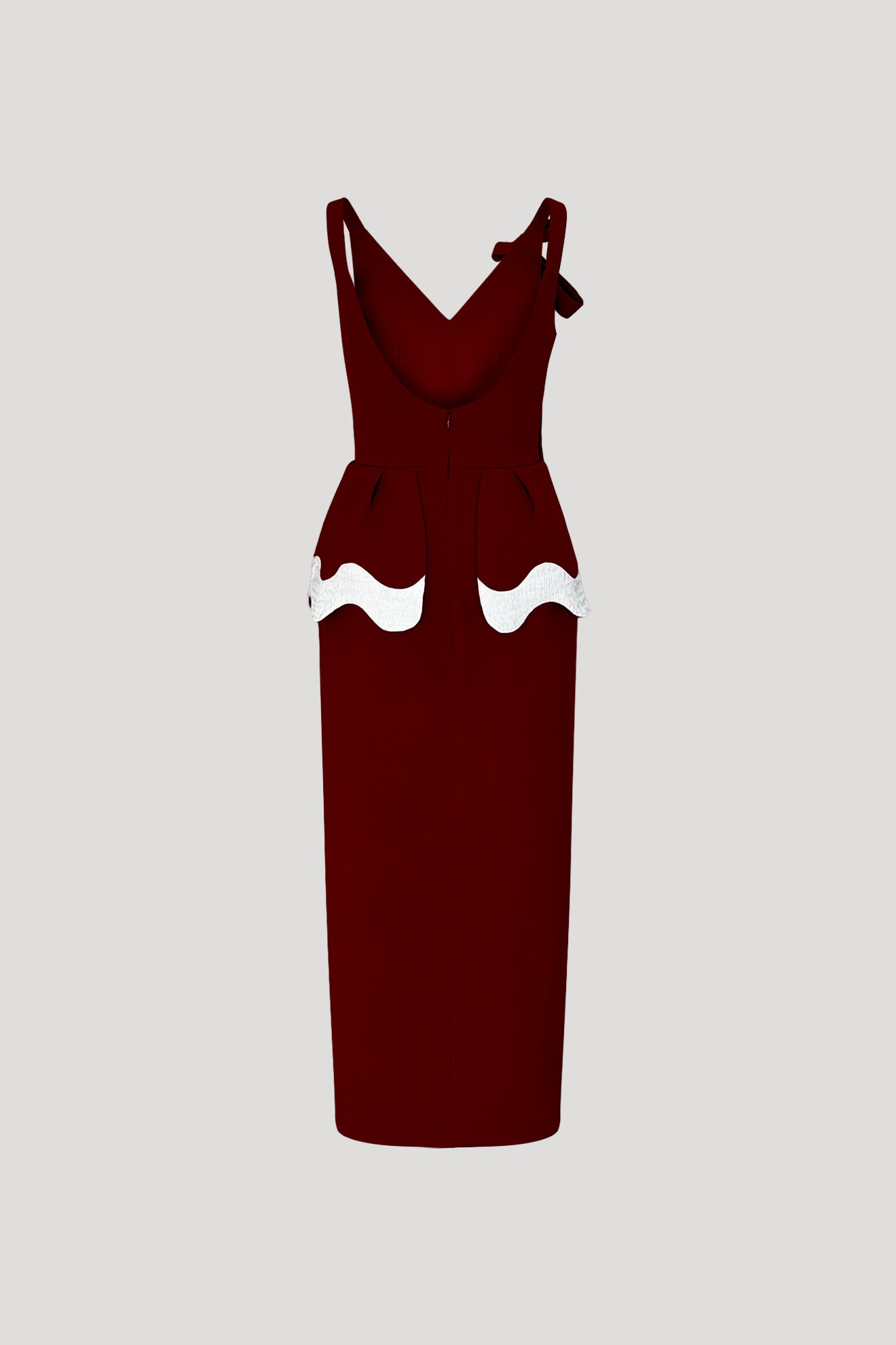 QUIVER Dress in Wine Red/Crinkled White