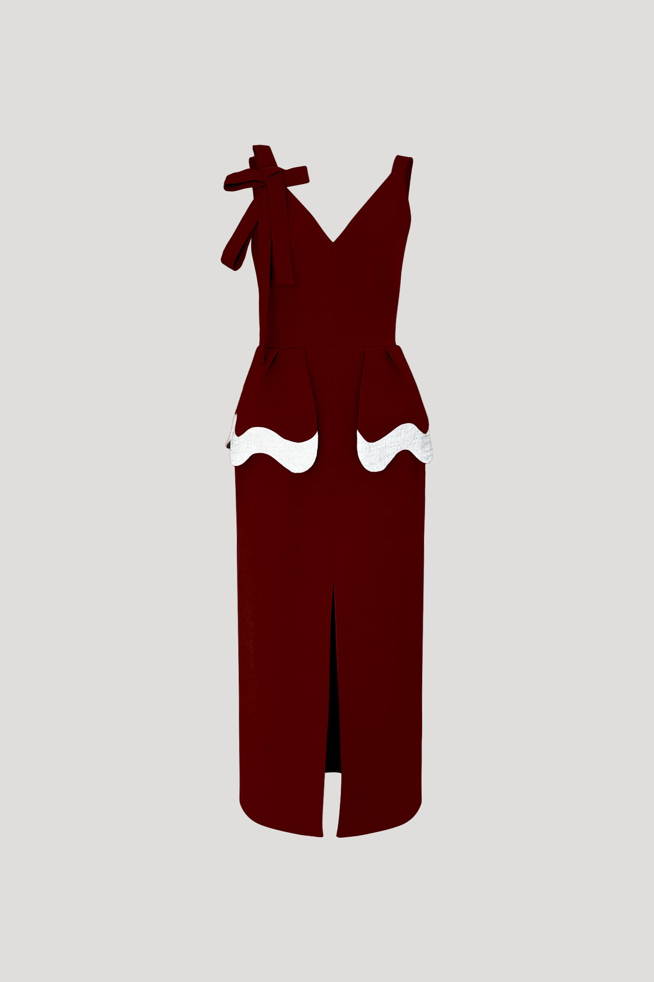 QUIVER Dress in Wine Red/Crinkled White
