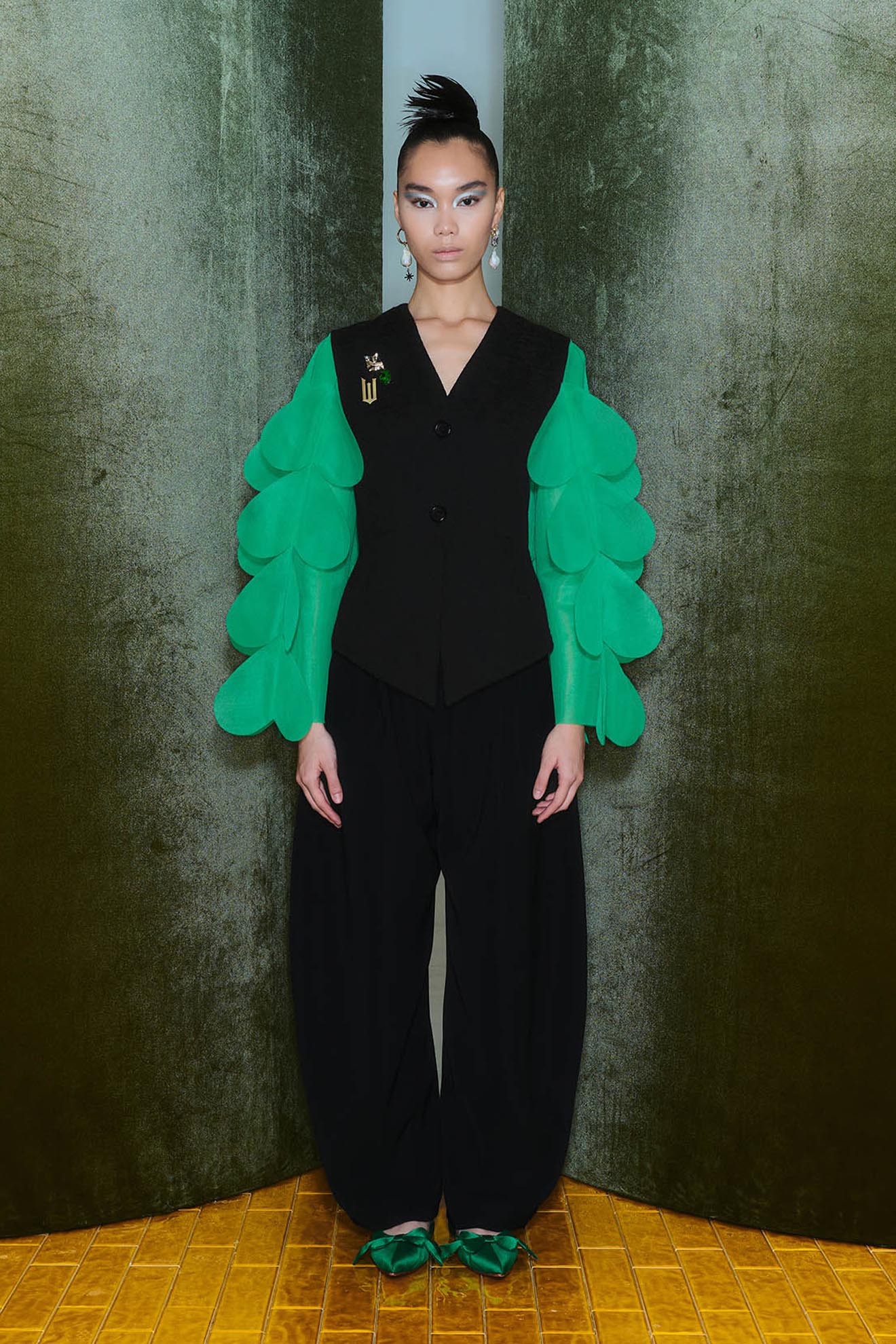 RAINARY Jacket in Black/Neon Green