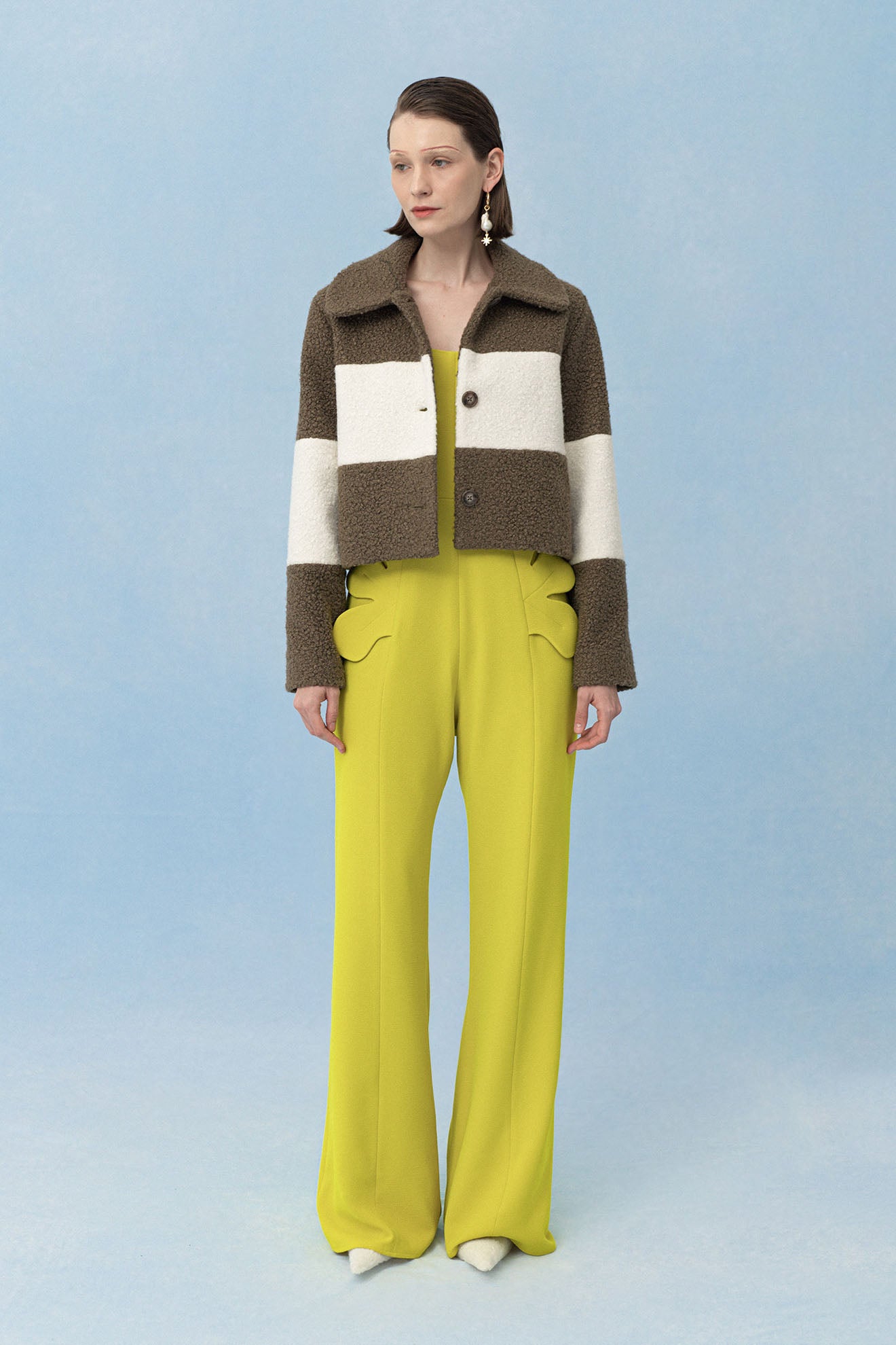 RETINULA Jacket in Dark Brown/White