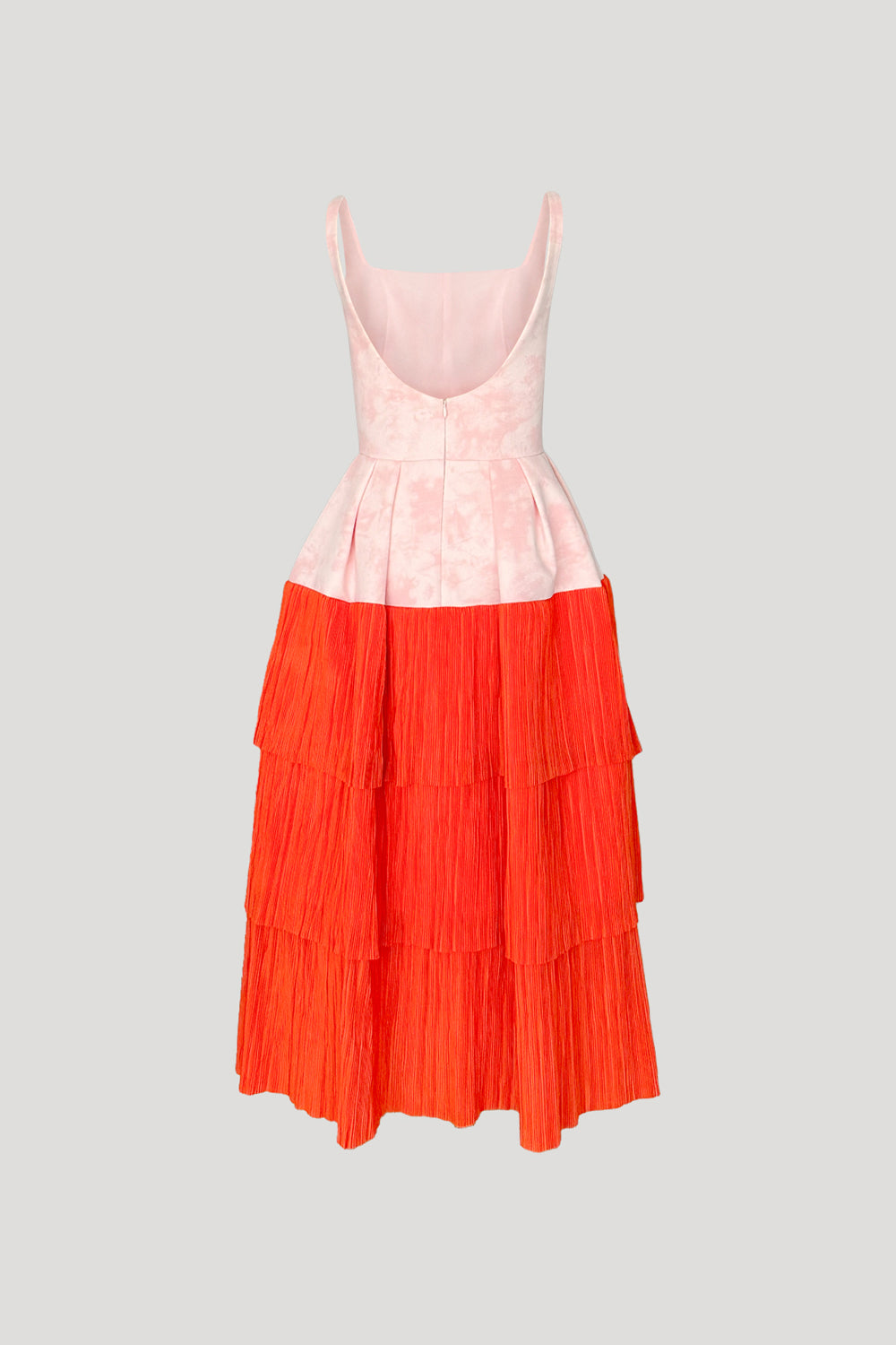 REVERIE Dress in Dusty Pink/Orange Pleats