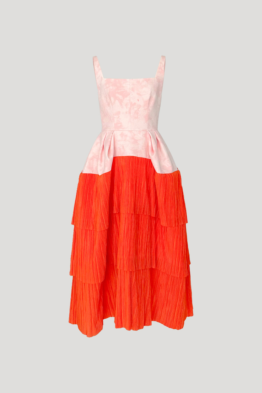 REVERIE Dress in Dusty Pink/Orange Pleats