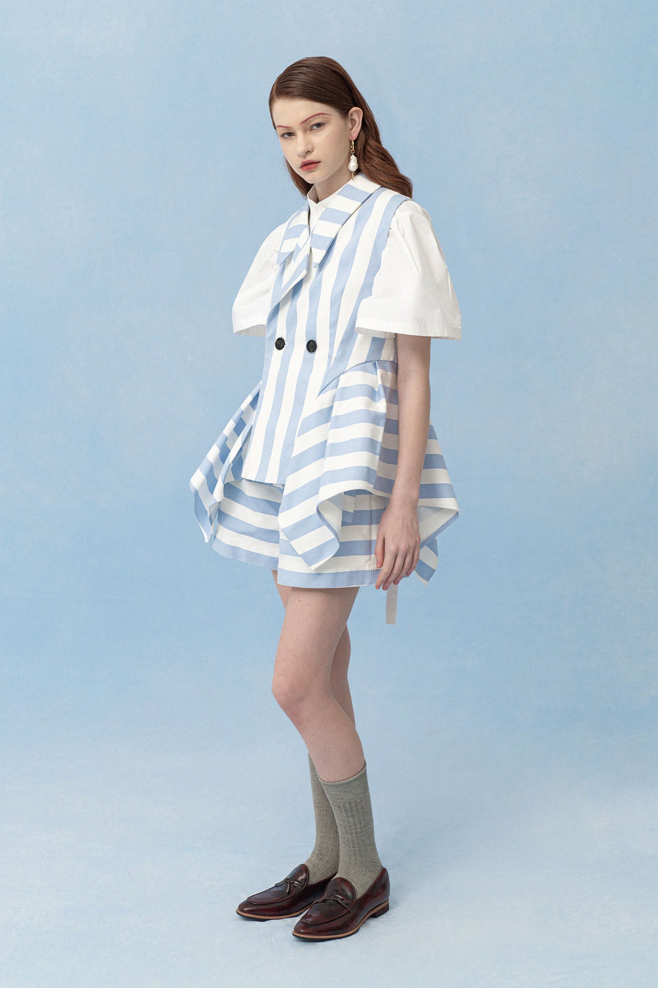 ROSTRUM Vest in Ash Blue Stripes