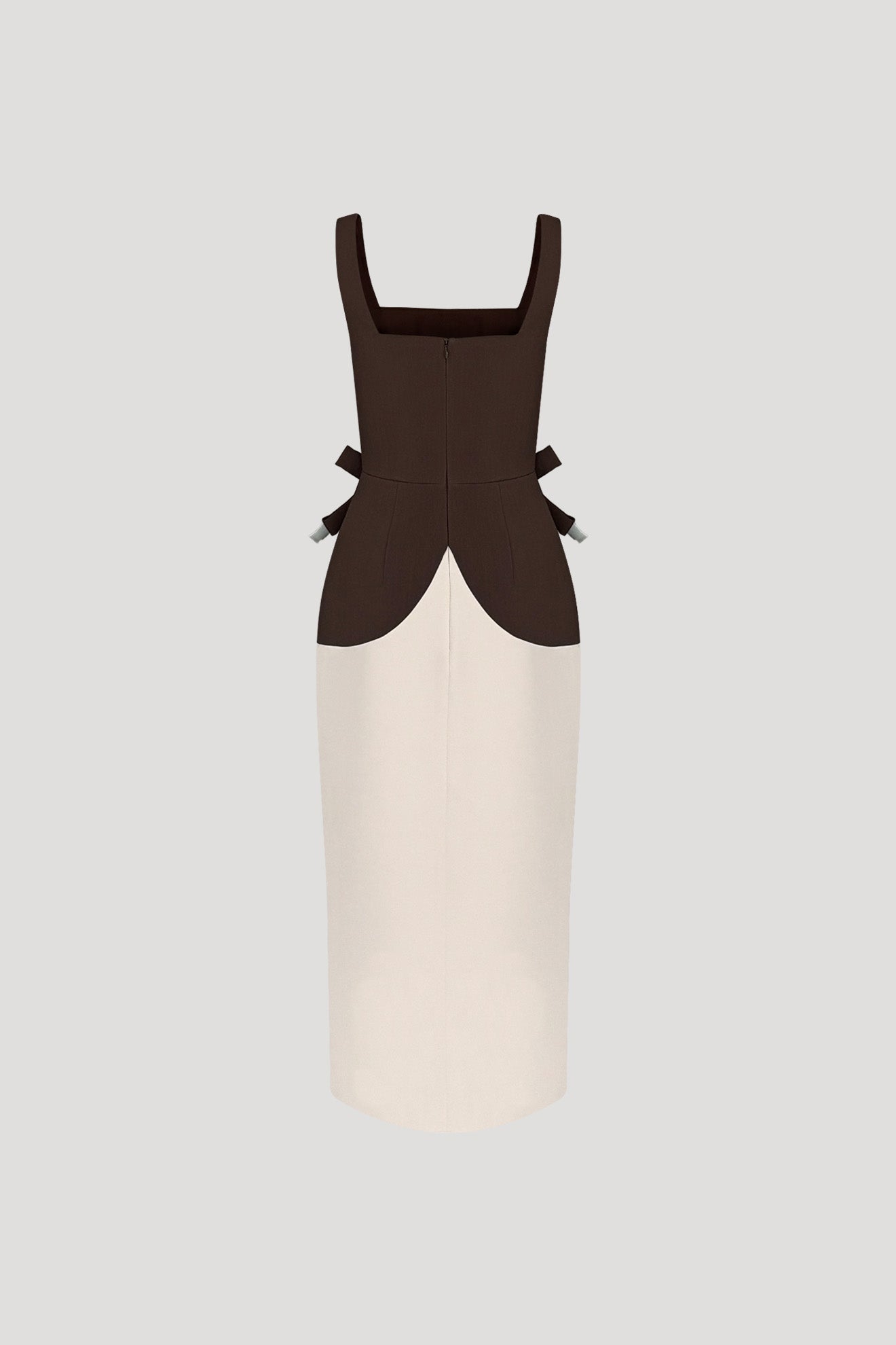 SHIKA Dress in Coffee Brown/Bone White