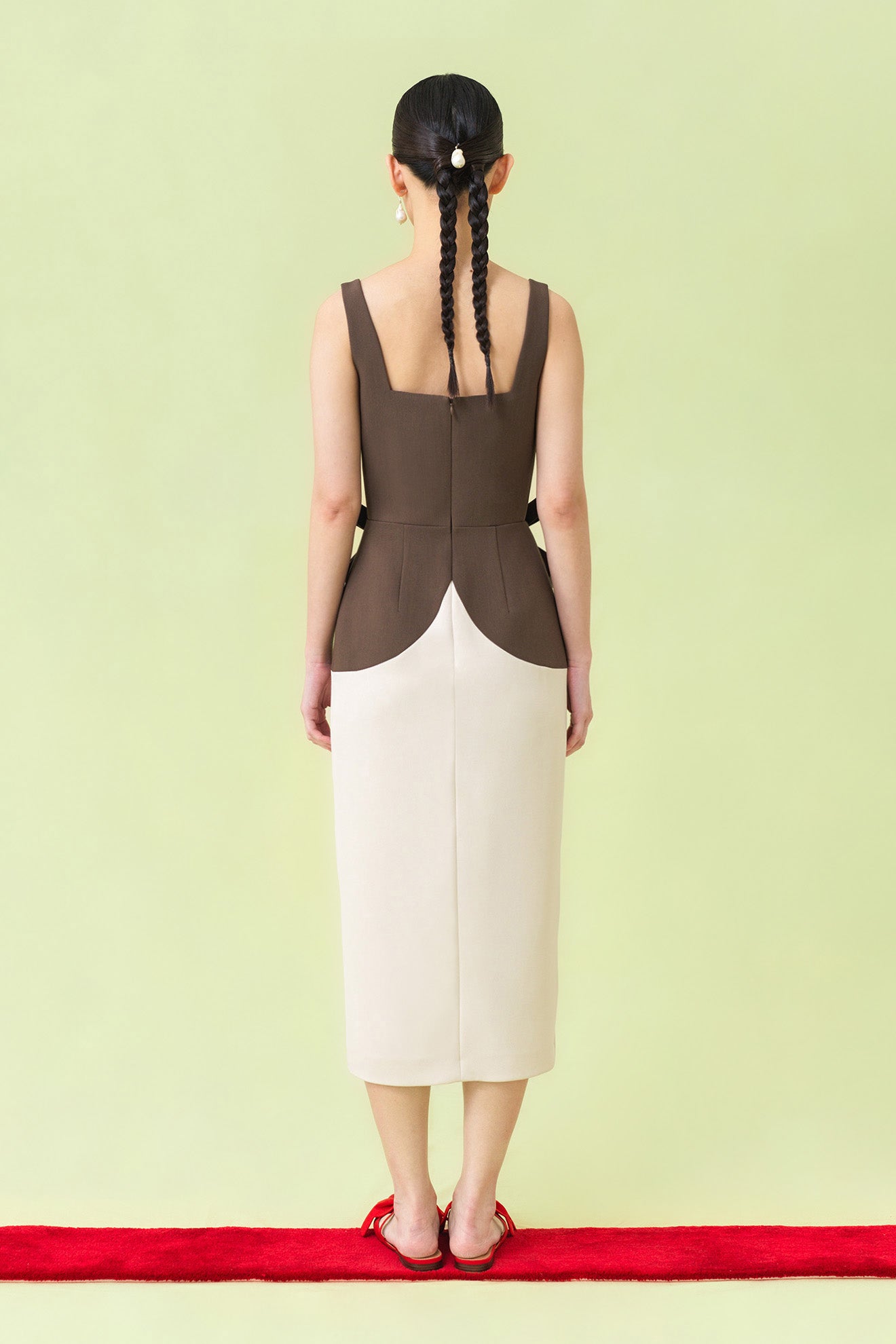 SHIKA Dress in Coffee Brown/Bone White