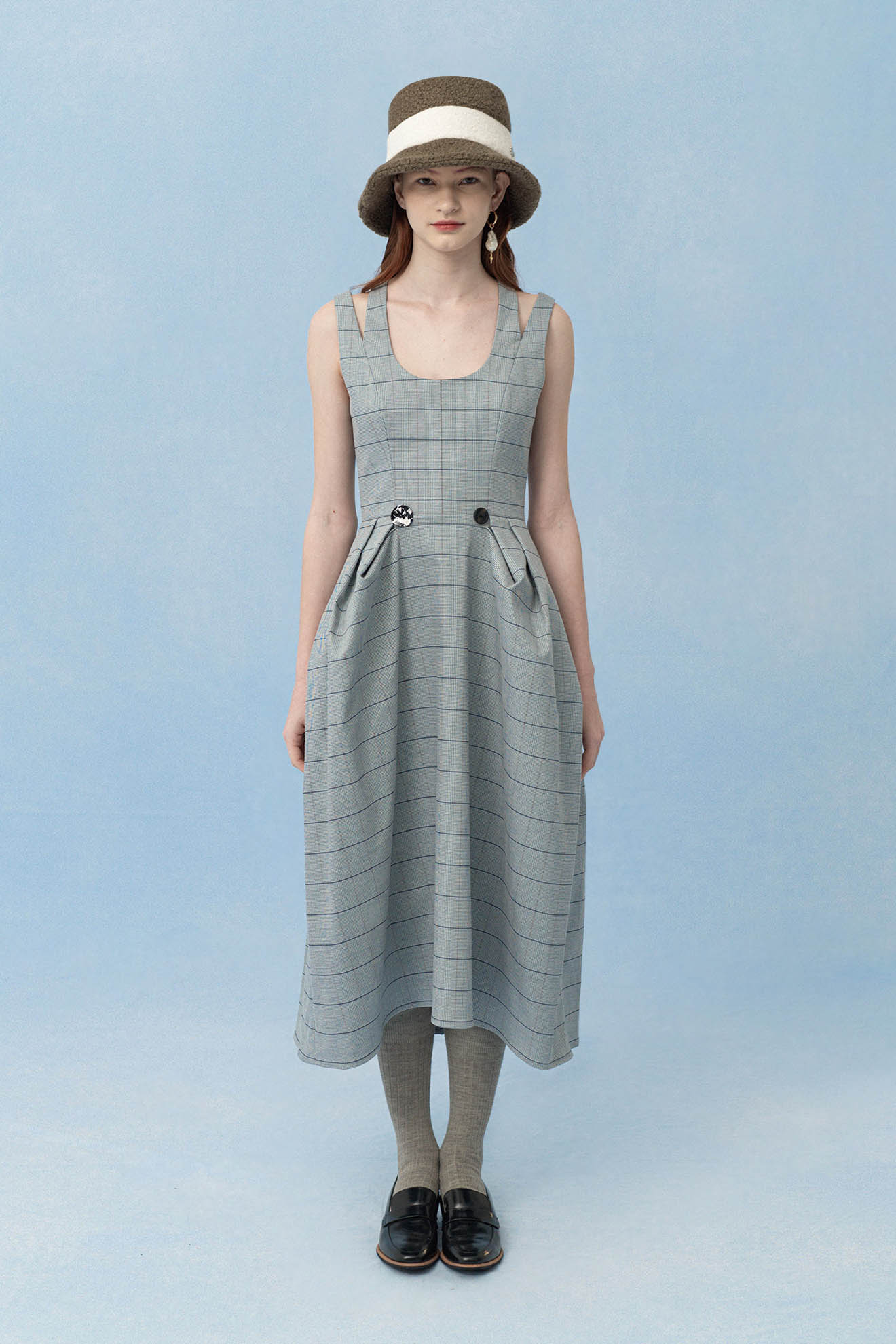TERGITES Dress in Plaid Grey