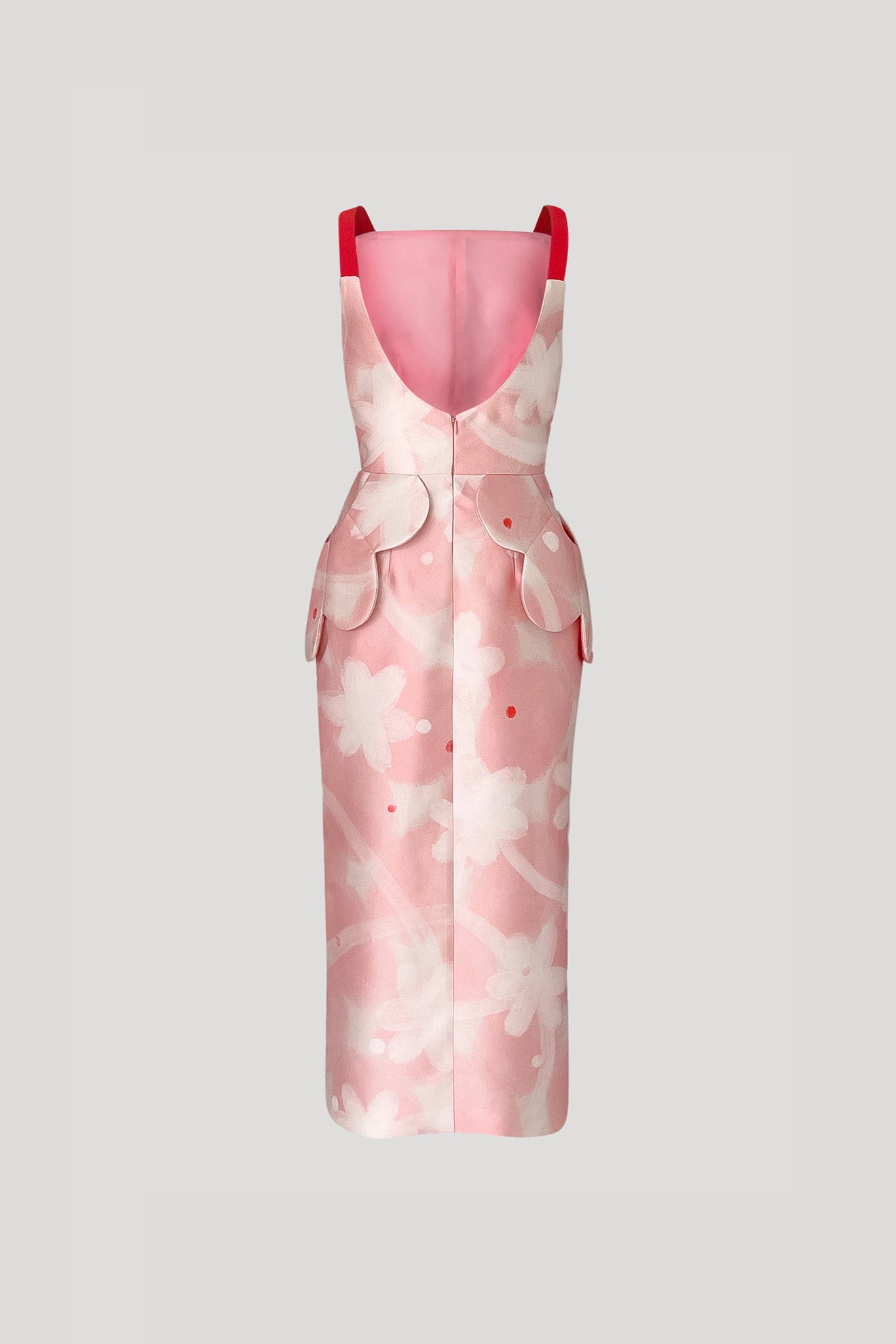 WARAJI Dress in Celestial Blush/Cinnabar Red