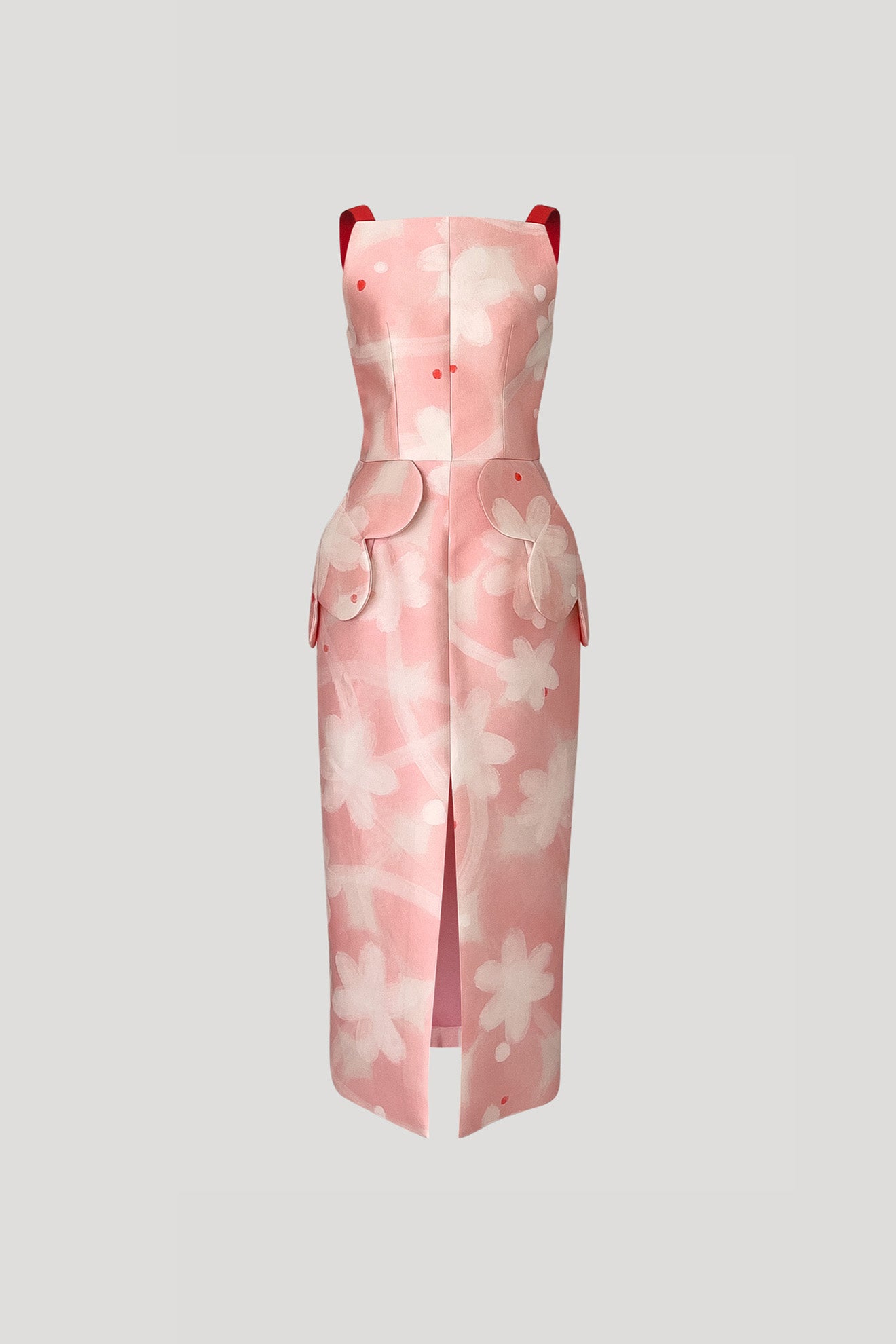 WARAJI Dress in Celestial Blush/Cinnabar Red