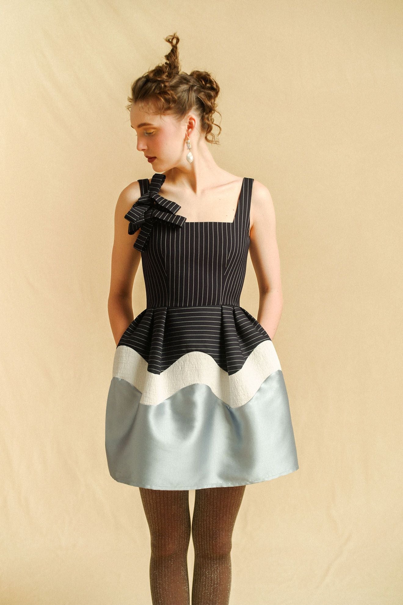 POSTURE Dress in Navy Stripes