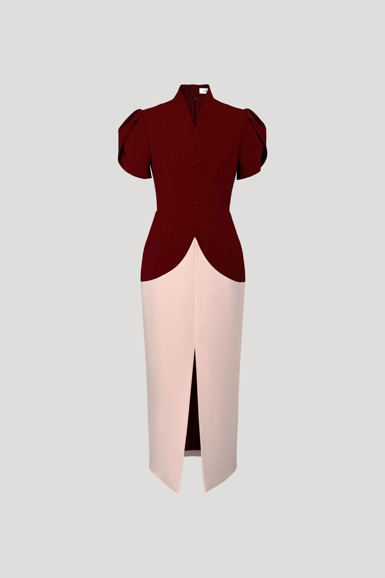 CORNELIA Dress in Wine Red/Coral Pink