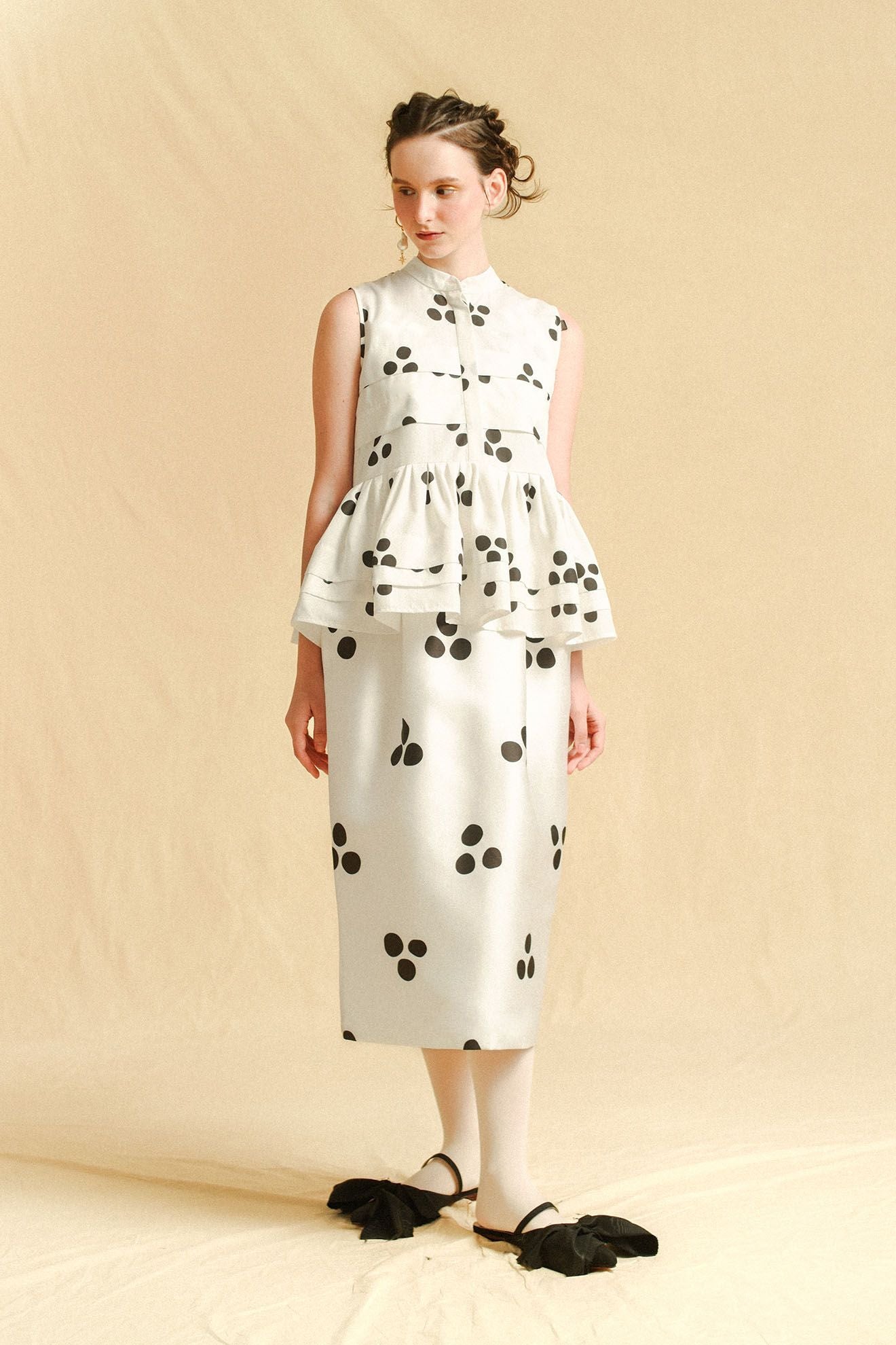 JEU Top in Black Polkadots