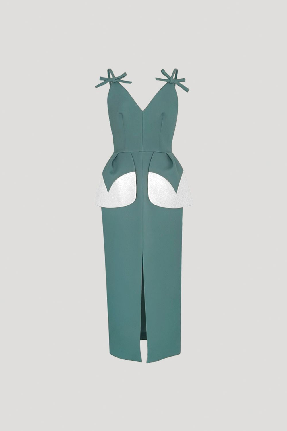 QUETE Dress in Mineral Green/Luster Silver