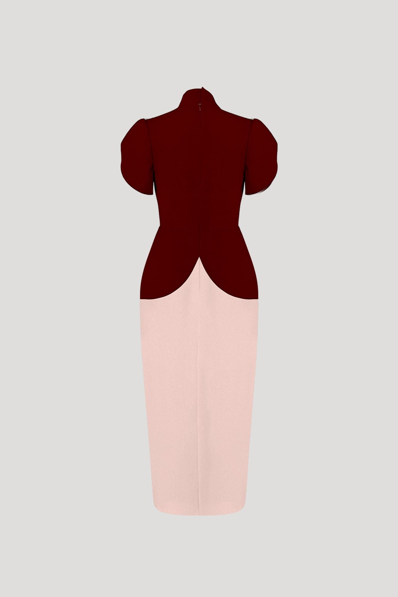 CORNELIA Dress in Wine Red/Coral Pink