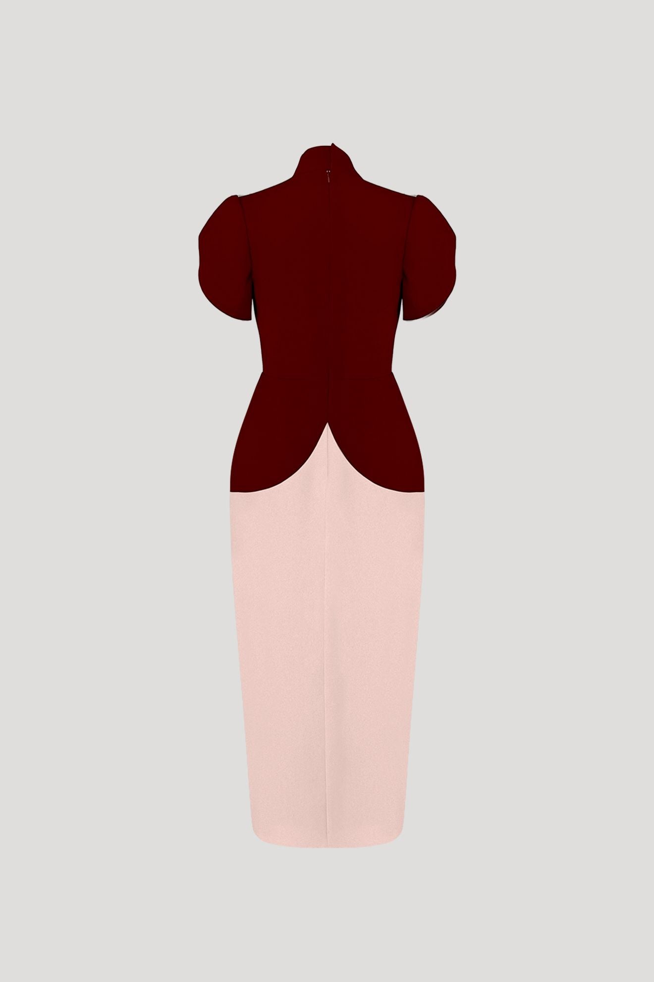 CORNELIA Dress in Wine Red/Coral Pink